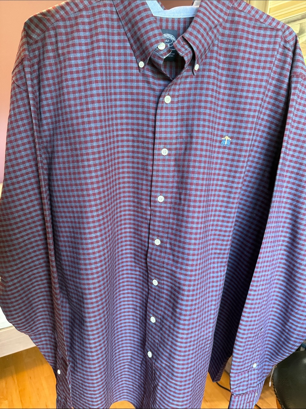 Original Penguin Burgundy and Blue Plaid Button-Down Shirt
